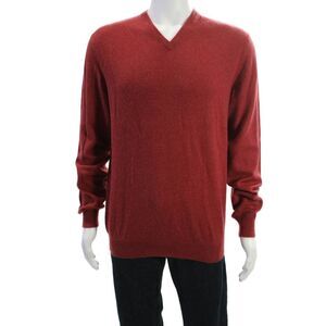 Joseph & Lyman Men Pullover Cashmere V-Neck Sweater Red Long Sleeve Size M